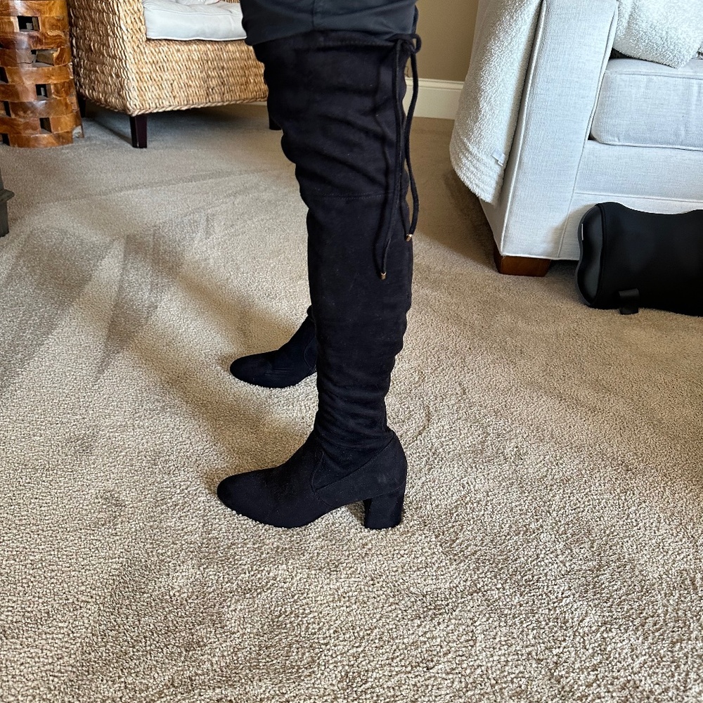 Black suede over the knee boots size 8